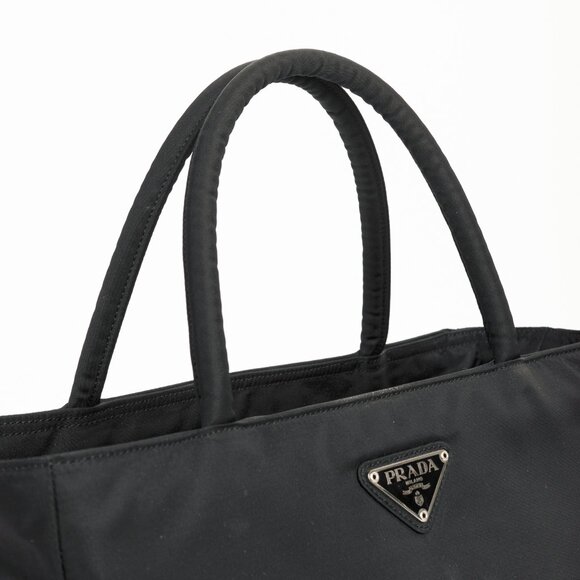 Prada Black Tessuto Nylon Logo-Plaque Tote - Picture 7 of 11